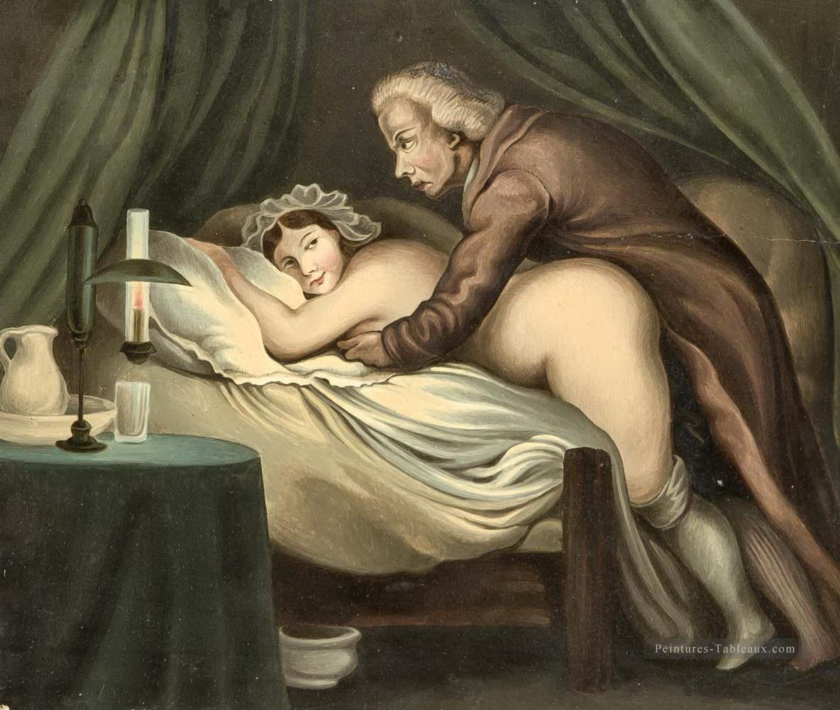 Mann penetriert Eine Frau von hinten Georg Emanuel Opiz caricature Peintures à l'huile